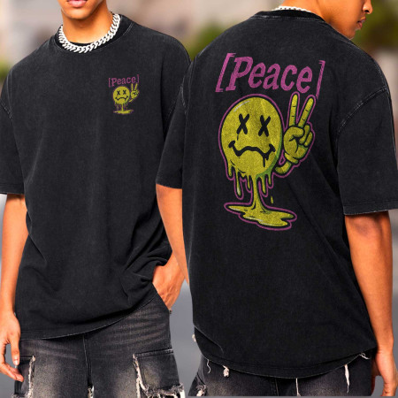Peace T-shirt délavé oversized homme