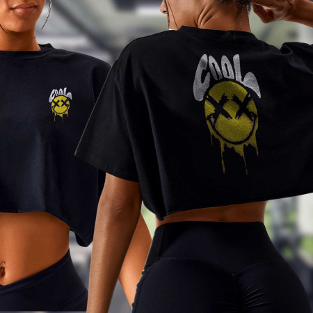 Cool Crop top délavé  oversized Femme
