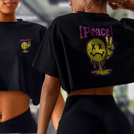 Peace Crop top délavé  oversized Femme